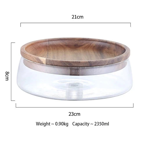Tarro de vidrio con tapa de madera de acacia.