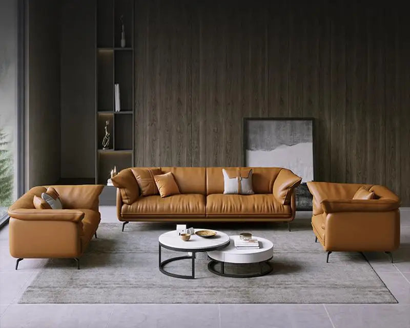Conjunto de muebles de sofá de cuero para sala de estar moderna