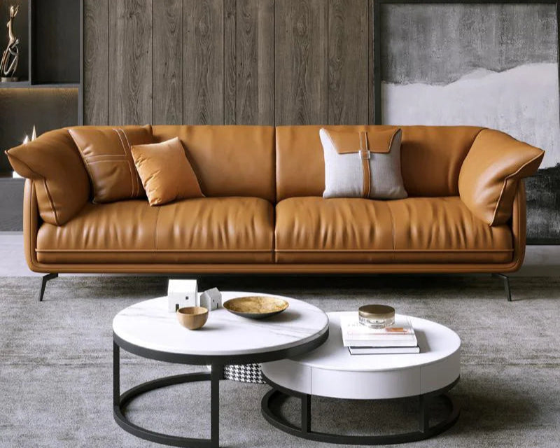 Conjunto de muebles de sofá de cuero para sala de estar moderna