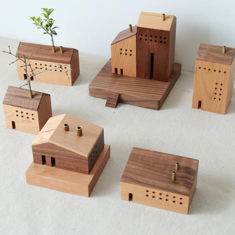 Quemador de incienso japones en escultura de madera