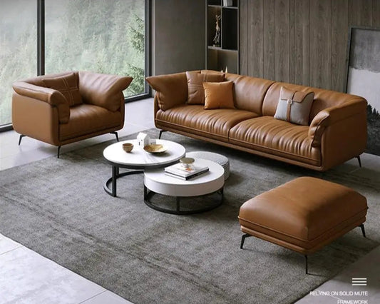 Conjunto de muebles de sofá de cuero para sala de estar moderna