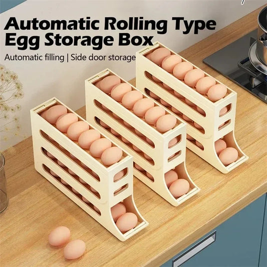 Organizador de Almacenamiento de Huevos de 4 Niveles para Refrigerador.