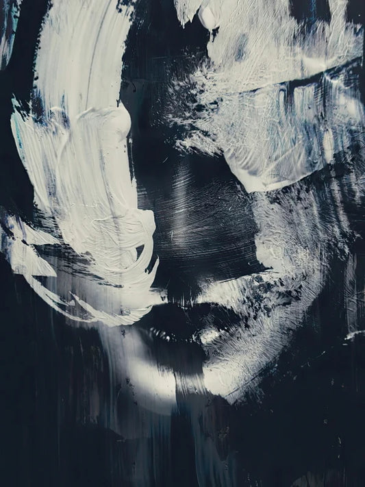 Pintura abstracta  retrato de mujer en lienzo