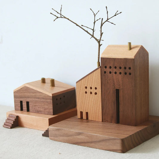 Quemador de incienso japones en escultura de madera